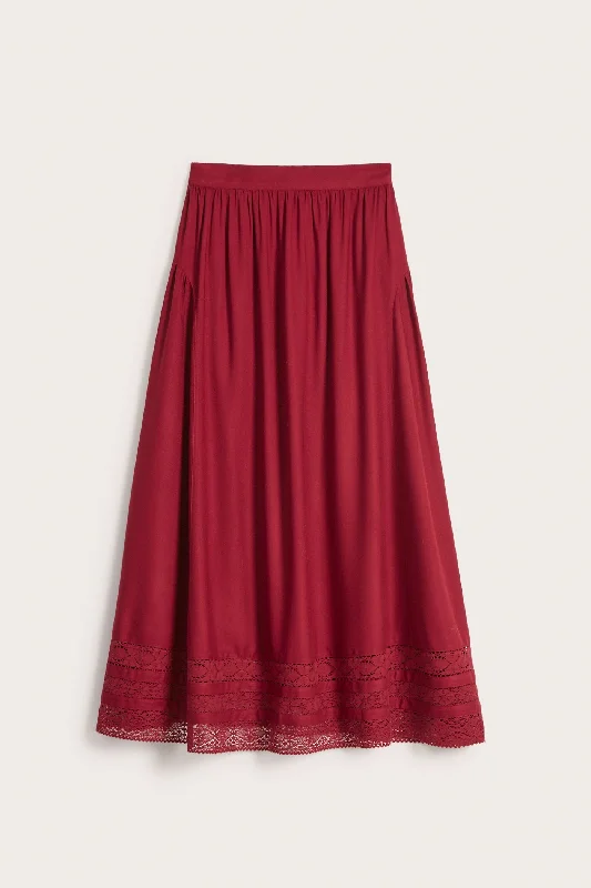 Women's red lace skirt silk skirt luxurious