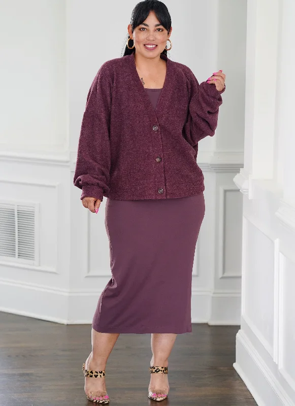 Simplicity Cardigan, Tank Top & skirt S3010 Toggled Drawstring Belted