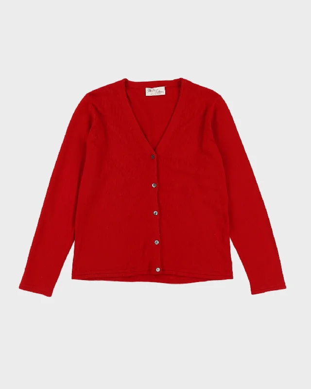 Red Cashmere Cardigan - M Soft Cozy Warm
