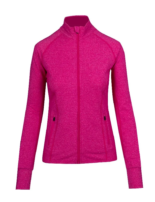 Ladies Greatness Heather Jacket - Hot Pink Knit Jacket Woven Jacket Fleece Jacket