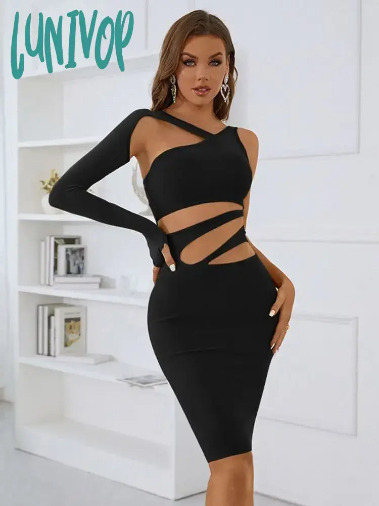 Lunivop Women Summer Sexy Single Sleeve Hollow Out Green Black Mini Bodycon Bandage Dress Elegant Evening Club Party Dress Tunics Mesh breathable Lunivop Women Summer Sexy Single Sleeve Hollow Out Green Black Mini Bodycon Bandage Dress Elegant Evening Club Party Dress Tunics Mesh breathable