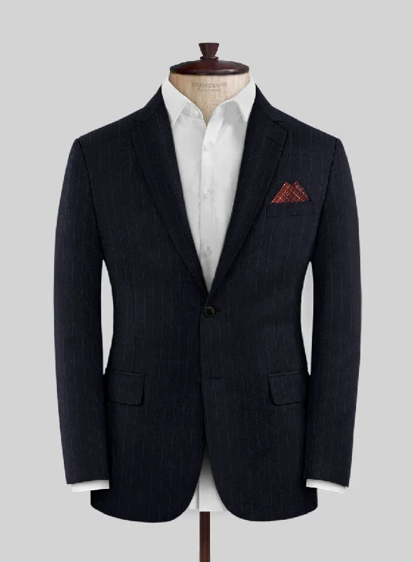 Scabal Cosmopolitan Stripe Blue Wool Jacket Anorak Shell Jacket Lightweight Jacket
