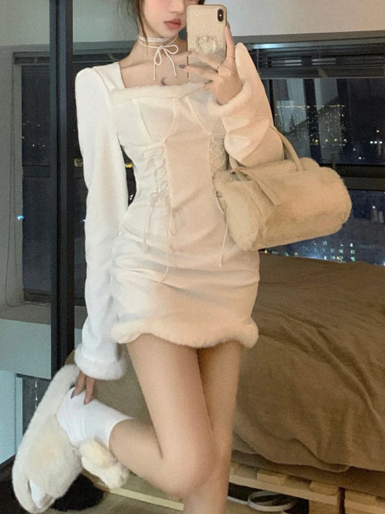 Cinessd Christmas Gfit Outfit Winter Sexy White Mini Dress Women Autumn Sweet Bandage Design Bodycon Dress Korean Casual Cute Christmas Evening Party Dress Tunics Polka dots Cinessd Christmas Gfit Outfit Winter Sexy White Mini Dress Women Autumn Sweet Bandage Design Bodycon Dress Korean Casual Cute Christmas Evening Party Dress Tunics Polka dots