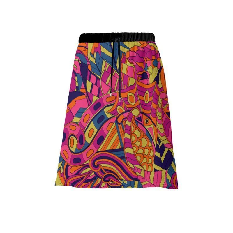 Lina Elastic Waist Tie Midi Skirt wrap skirt elegant