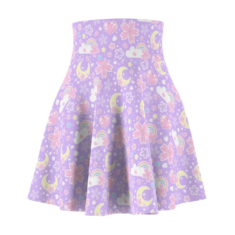 Cherry Blossom Dreams Purple High Waist Skater Skirt low waist skirt