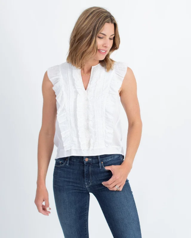 Ruffle V-Neck Tank teal tank top