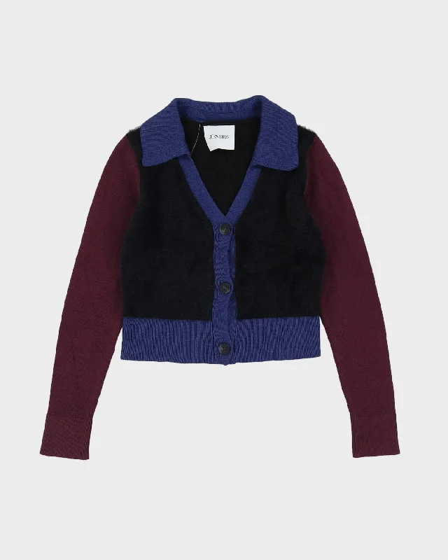 Jendes Block Colour Cropped Cardigan - XS Elasticated Padded Insulated