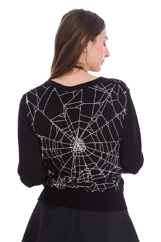 CREEPY SPIDER CARDIGAN Toggled Drawstring Belted