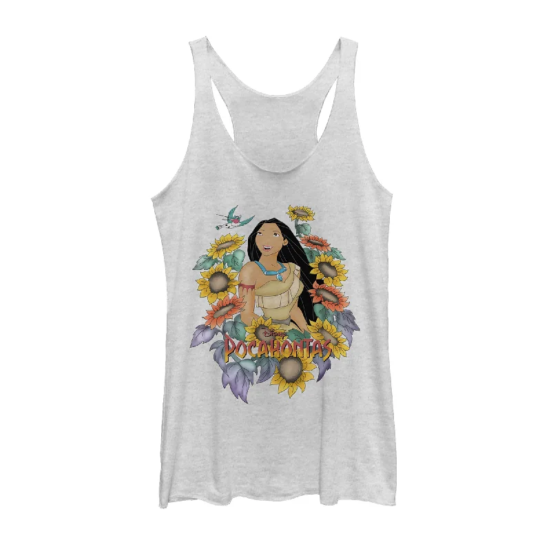 Women's Pocahontas Sunflower Frame Racerback Tank Top vibrant tank top