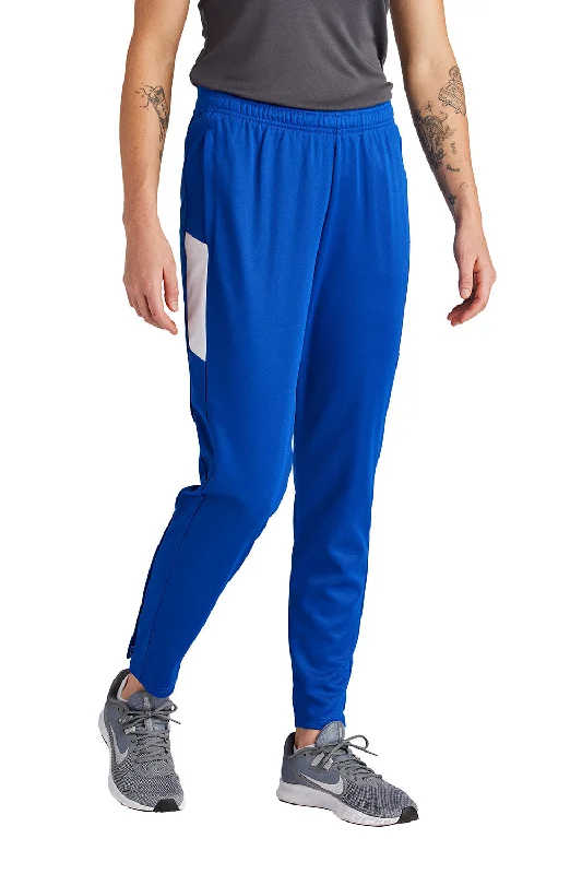 Sport-Tek Womens Moisture Wicking Travel Pants w/ Pockets - True Royal Blue/White Modern Stretch Trousers