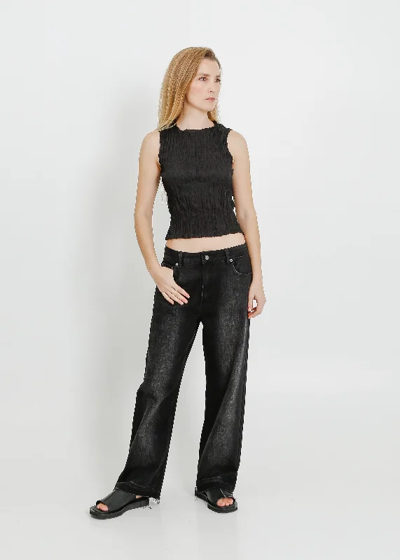 WESLEY PLEAT TANK / BLACK graphic tank top