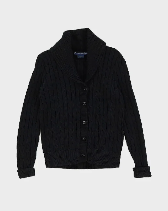 Ralph Lauren Black Knitted Cardigan - S Solid Print Embellished