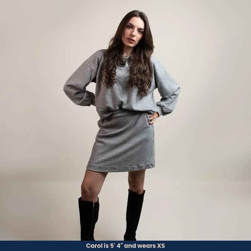Markelly - Soft Fleece Oversized Top and Short Skirt Set (2-Piece Set) linen skirt light