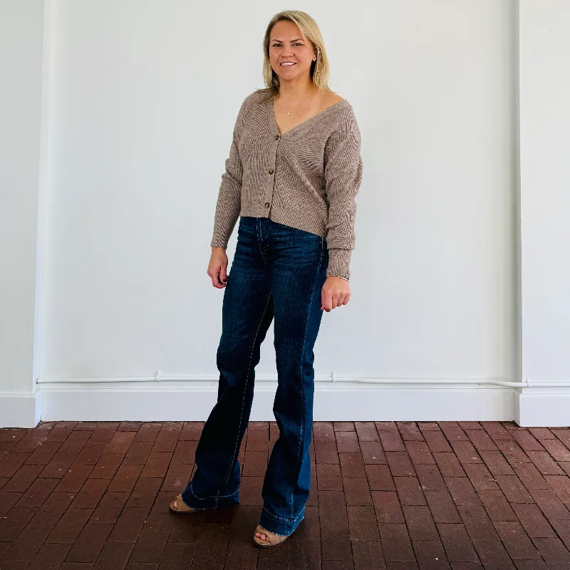 Marissa Ribbed Cardigan Collared Crew Neck Turtle Neck