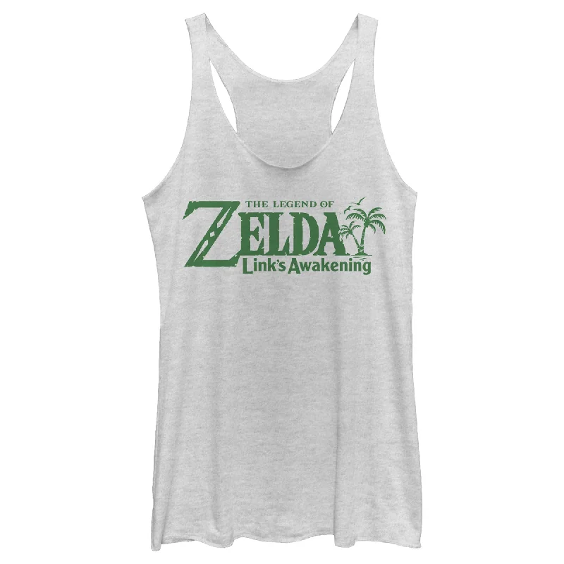 Women's Nintendo Legend of Zelda Link's Awakening Palm Logo Racerback Tank Top lemon yellow tank