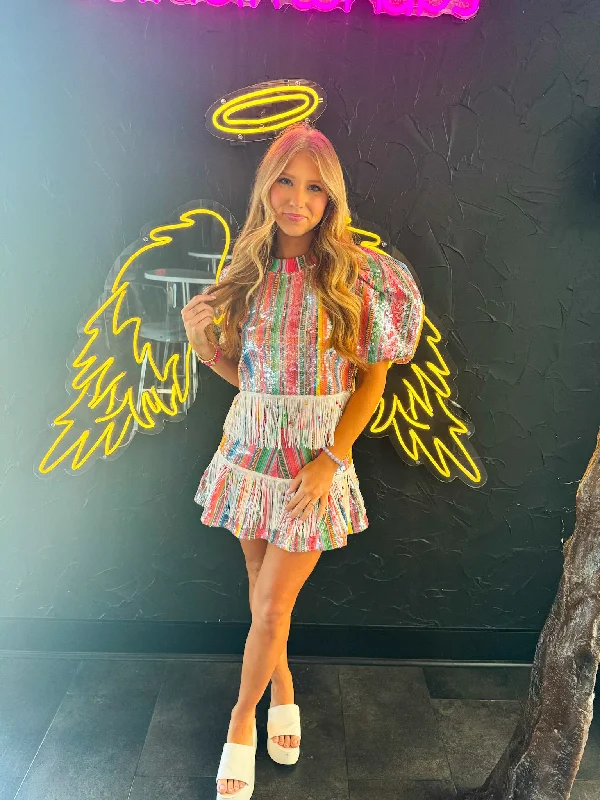 Queen of Sparkles Cinco De Mayo Fringe Skirt and Top Set lightweight skirt design