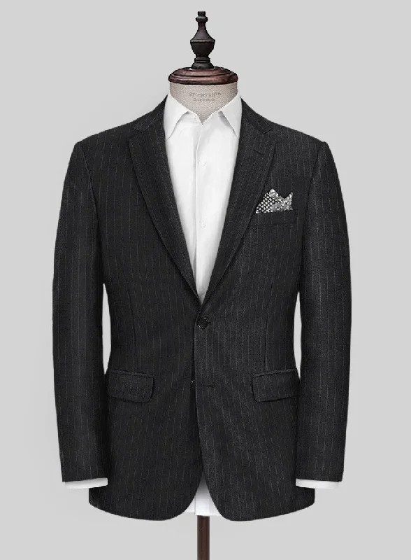 Scabal Londoner Isai Stripe Charcoal Wool Jacket Rayon Jacket Velvet Jacket Corduroy Jacket