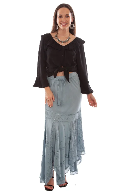Scully Womens Ash Grey 100% Rayon Elastic Waist Skirt denim skirt classic