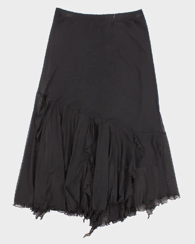 Vintage Black Woman's flamenco skirt - L corduroy skirt cozy