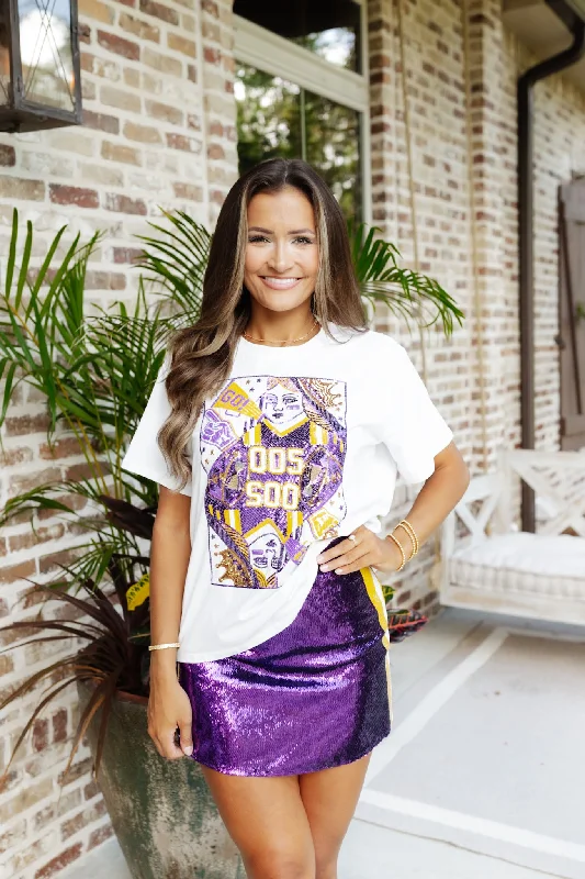 Queen Of Sparkles Purple & Gold Striped Sequin Skirt summer skirt style