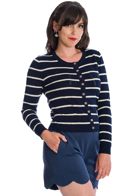 LETS SAIL STRIPE CARDIGAN Ribbed Striped Patterned
