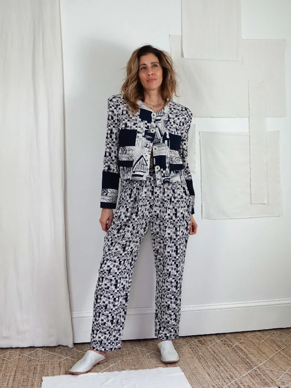 Vintage Digital Print Pant Set Soft Cotton Pants