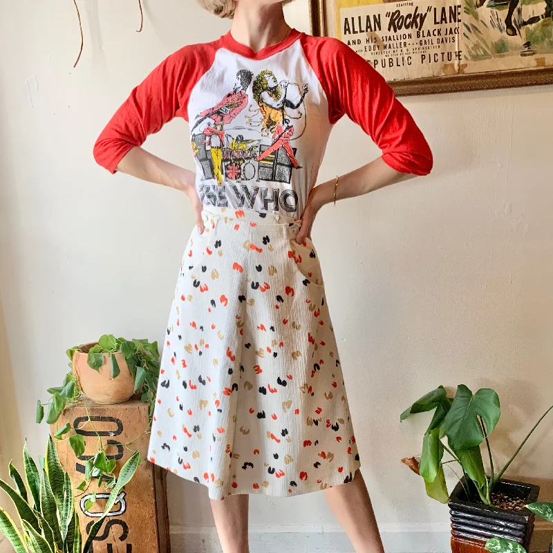 Off White Abstract Printed Skirt w/ Pockets (S) cashmere skirt fine
