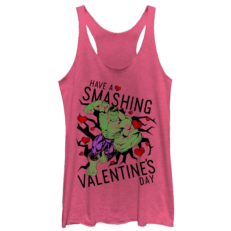 Women's Marvel Valentine's Day Hulk Smashing Racerback Tank Top cute tank top