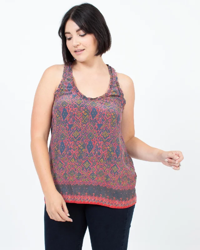 Printed Silk Tank glitter tank top