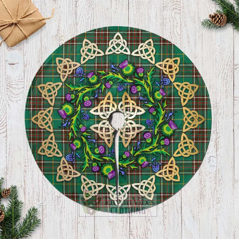 Newfoundland And Labrador Province Canada Tartan Christmas Tree Skirt with Thistle Celtic Knot Style lace skirt romantic