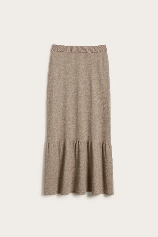 Womens beige knitted skirt silk skirt lustrous