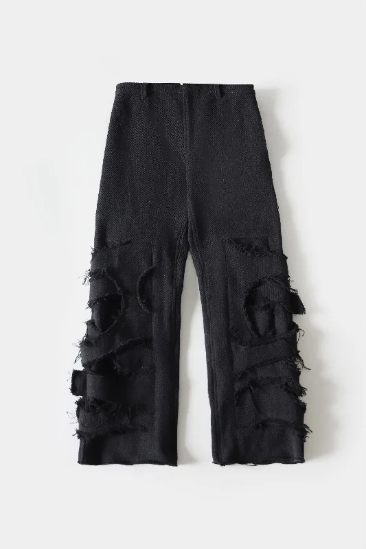 DENIM HANDWOVEN STRAP PANTS Trendy Velvet Pants