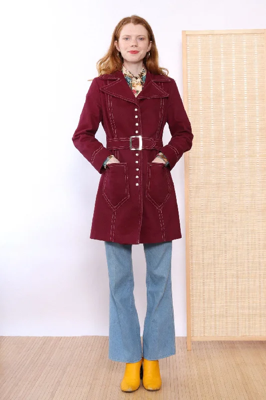 Plum Topstitch Snap Jacket XS/S Jacket Blazer Coat