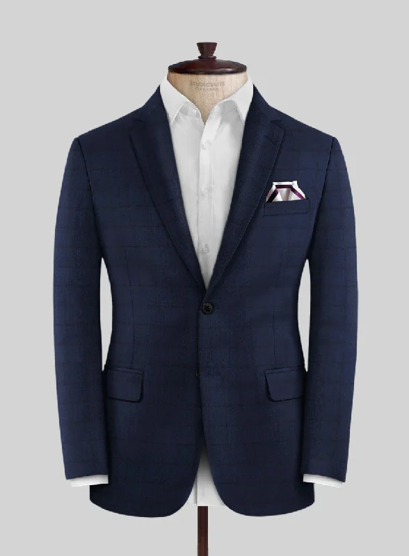 Scabal Londoner Eside Checks Blue Wool Jacket Chenille Fabric Brocade Fabric Lace Fabric