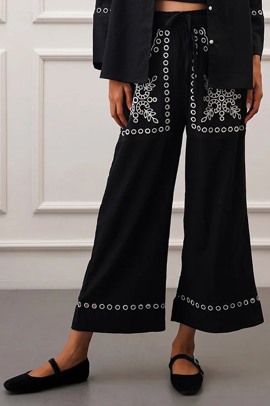 MARRAKESH EMBROIDERED PANTS Chic Wool Trousers
