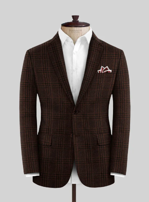 Scabal Rust Checks Wool Jacket Satin Jacket Silk Jacket Chiffon Jacket
