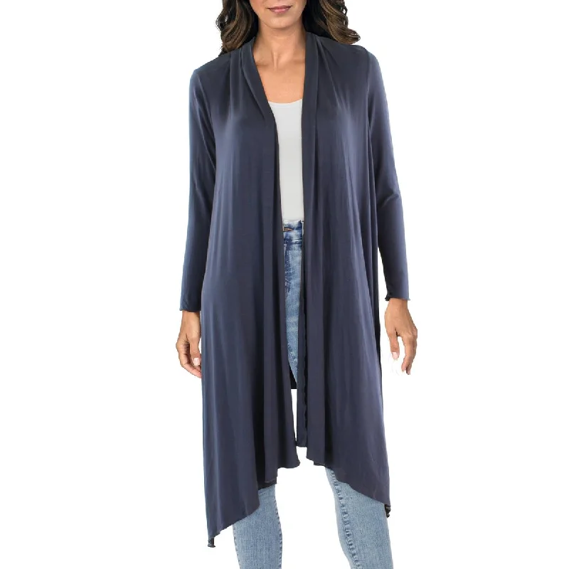 24seven Comfort Apparel Womens Asymmetrical Hem Open Front Cardigan Sweater Handmade Hand-knitted Hand-woven