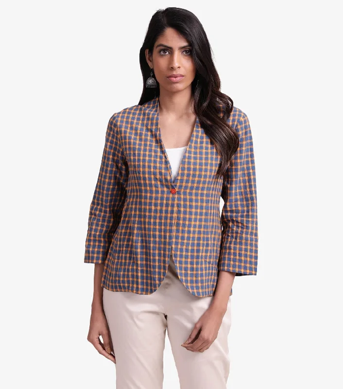 Checked cotton short jacket Satin Fabric Silk Fabric Chiffon Fabric