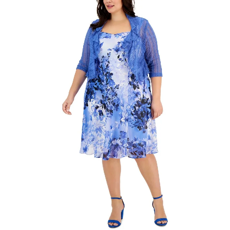 Connected Apparel Womens Plus Open Stitch Lace Cardigan Sweater Nylon Fabric Polyester Fabric Spandex Fabric