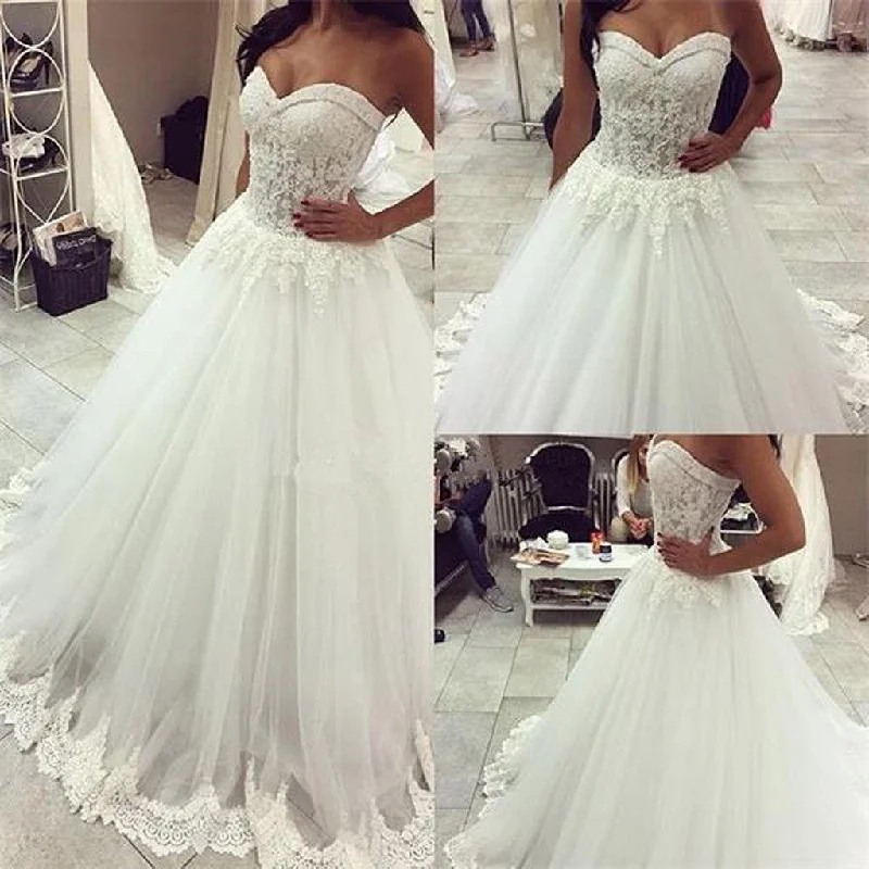 Long A-line Sweetheart Lace Top Tulle Bridal Gown, Wedding Party Dresses, WD0021 Tunics Yoga stretchy Long A-line Sweetheart Lace Top Tulle Bridal Gown, Wedding Party Dresses, WD0021 Tunics Yoga stretchy