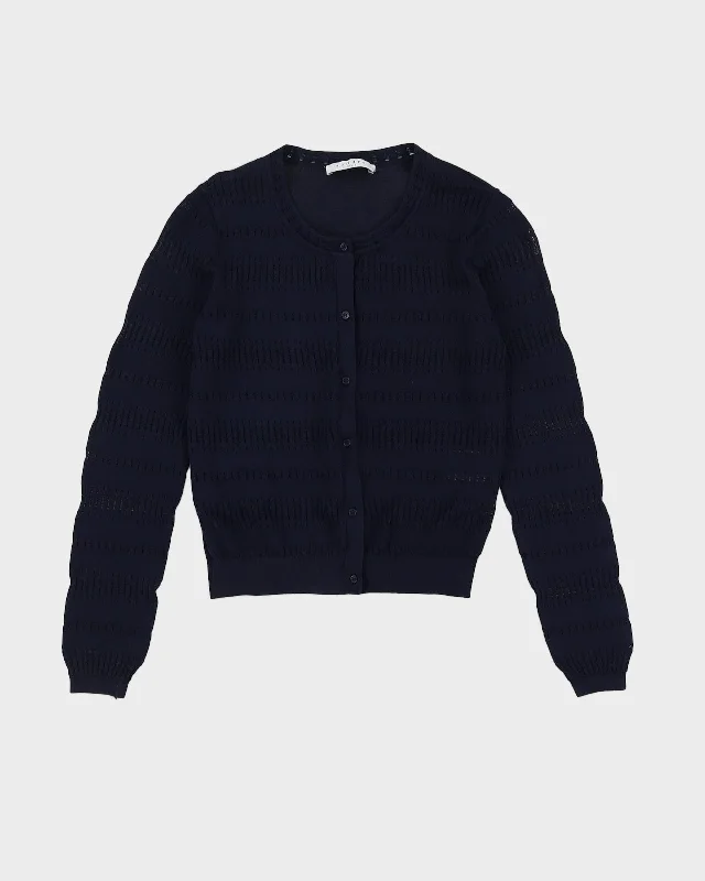 Sandro Paris Blue Lace Knitted Cardigan - XXS Embroidered Appliqued Beaded