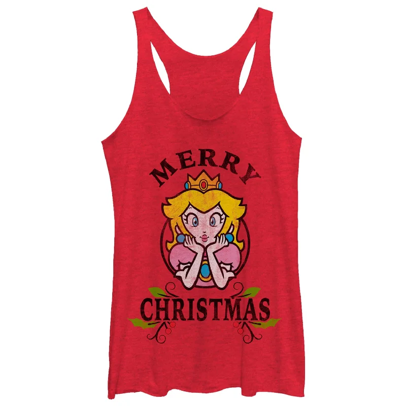 Women's Nintendo Christmas Princess Peach Racerback Tank Top coral tank top