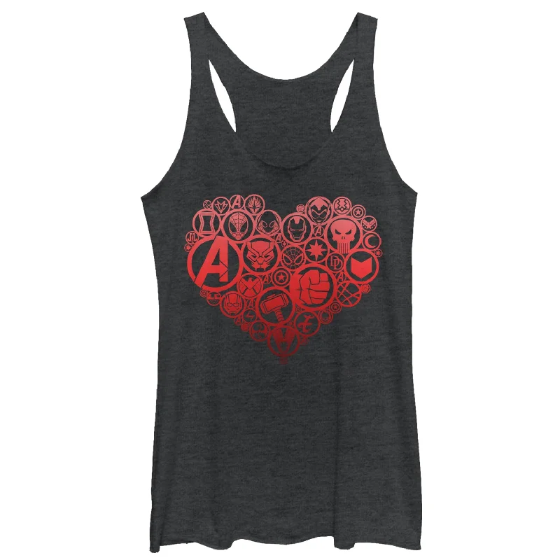 Women's Marvel Valentine's Day Hero Icon Heart Racerback Tank Top vibrant tank top