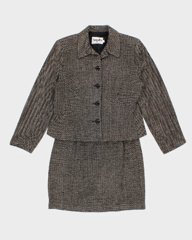 Vintage Bogato Wool Blend Skirt Suit - M high slit skirt