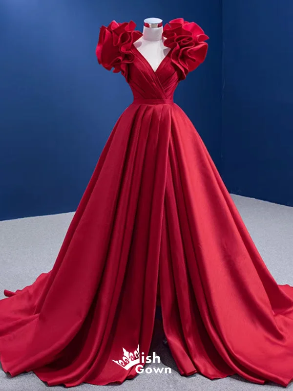 Elegant V Neck A-line Pleats Long Party Dress Prom Dresses,Evening Dress Online, WGP943 Tunics Cozy comfortable