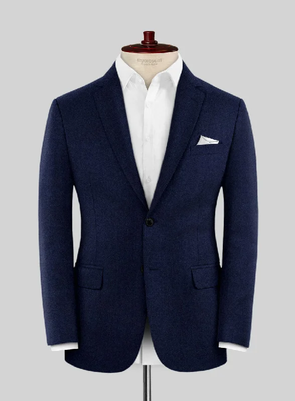 Scabal Sapphire Cobalt Blue Wool Jacket Zippered Front Buttoned Front Snap Front