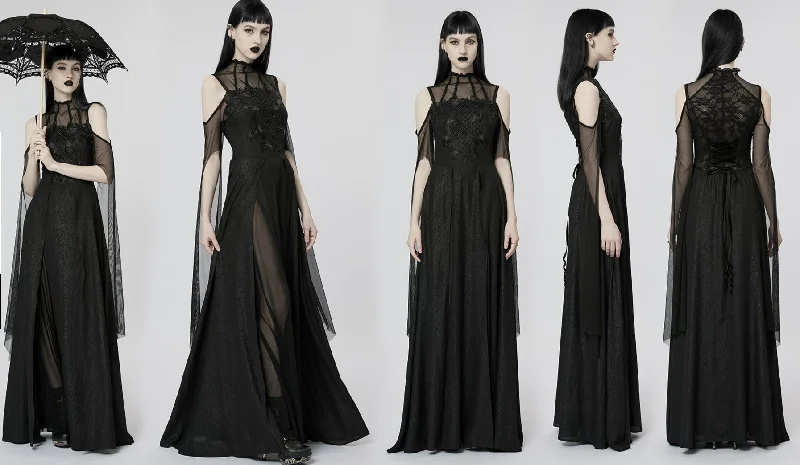 Goth Darkness Goddess Sexy Lace Hollow Out Party Dress Tunics Spring floral