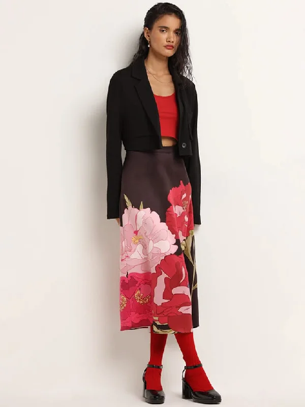 Wardrobe Black Printed Skirt chiffon skirt floaty