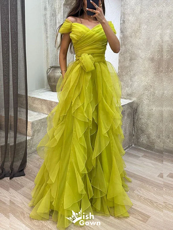 Gorgeous Off Shoulder Tulle Side Slit A-line Long Party Dress Prom Dresses,WGP1001 sweetheart Neckline Romantic Gorgeous Off Shoulder Tulle Side Slit A-line Long Party Dress Prom Dresses,WGP1001 sweetheart Neckline Romantic