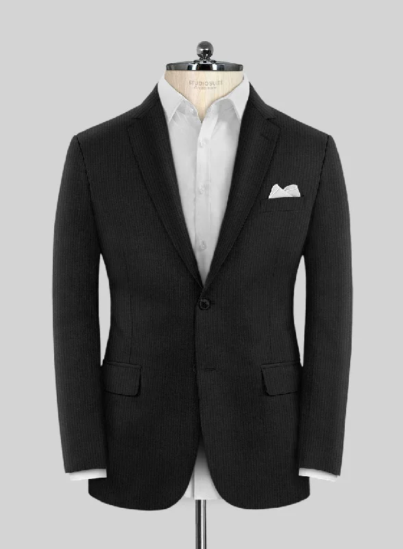 Scabal Cosmopolitan Stripe Reyo Black Wool Jacket Herringbone Jacket Checkered Jacket Solid Jacket